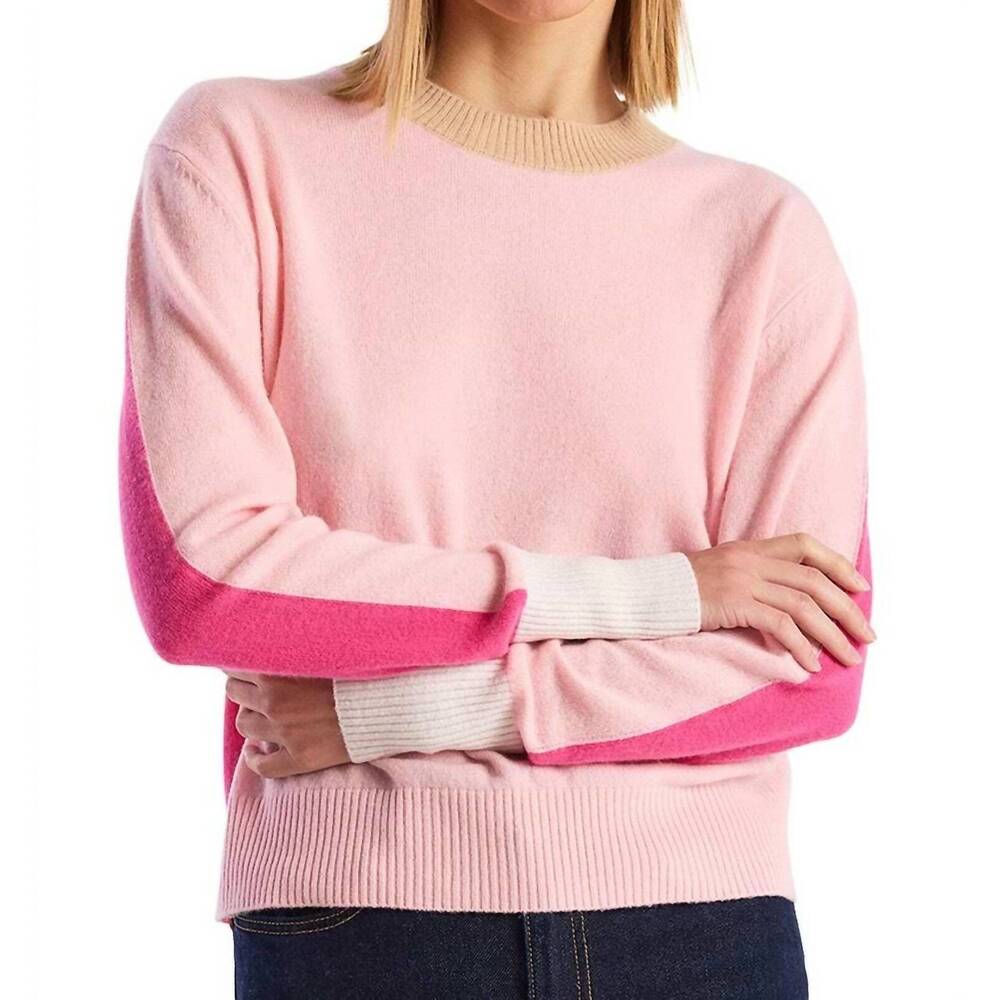NEW BRODIE CASHMERE summer colourblock crew top in candy floss